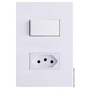 CJ INTERRUPTOR SIMPLES + TOMADA 20A SEPARADO 4X2 - RECTA BRANCO GLOSS