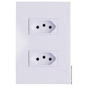 (A8) CJ TOMADA DUPLA 20A SEPARADO 4X2 - RECTA BRANCO GLOSS
