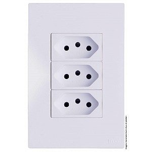 CJ TOMADA TRIPLA 10A 4X2 - RECTA BRANCO GLOSS