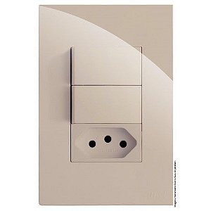 CJ INTERRUPTOR DUPLO SIMPLES + TOMADA 10A 4X2 - RECTA AREIA GLOSS