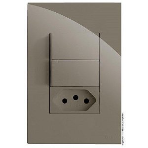 CJ INTERRUPTOR DUPLO SIMPLES + TOMADA 10A 4X2 - RECTA FENDI GLOSS