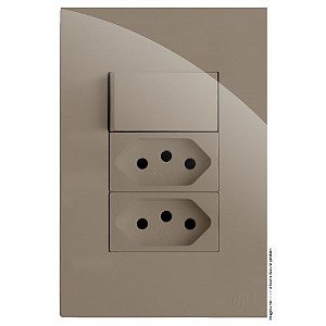 CJ INTERRUPTOR SIMPLES + TOMADA DUPLA 10A 4X2 - RECTA FENDI GLOSS