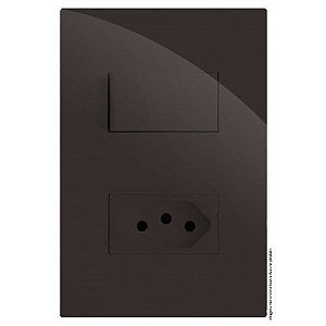 CJ INTERRUPTOR PARALELO +  TOMADA 20A 4X2 - RECTA CHOCOLATE GLOSS