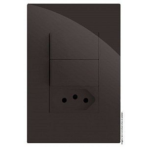 CJ DUPLO SIMPLES + TOMADA 20A 4X2  - RECTA CHOCOLATE GLOSS