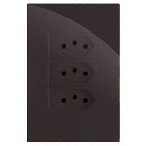 CJ TOMADA TRIPLA 10A 4X2  - RECTA CHOCOLATE GLOSS