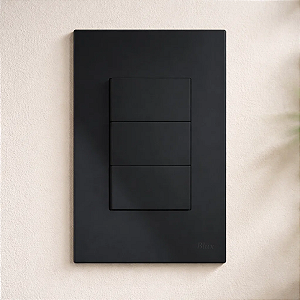 CJ INTERRUPTOR TRIPLO SIMPLES 4X2 - RECTA BLACK SATIN FOSCO