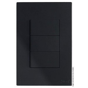 CJ INTERRUPTOR TRIPLO PARALELO 4X2 - RECTA BLACK SATIN FOSCO