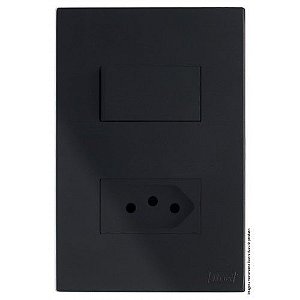 CJ INTERRUPTOR PARALELO + TOMADA 20A 4X2 - RECTA BLACK SATIN FOSCO