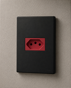 CJ TOMADA 20A VERMELHO HORIZONTAL 4X2 - RECTA BLACK SATIN FOSCO