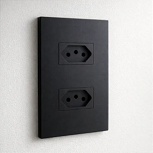 CJ TOMADA DUPLA 10A 4X2 - RECTA BLACK SATIN FOSCO