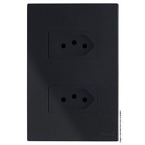 CJ TOMADA DUPLA 10A 4X2 - RECTA BLACK SATIN FOSCO