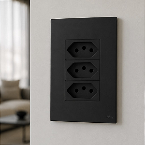 CJ TOMADA TRIPLA 10A 4X2 - RECTA BLACK SATIN FOSCO