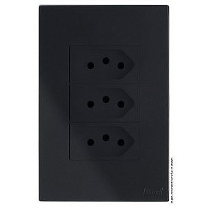 CJ TOMADA TRIPLA 10A 4X2  - RECTA BLACK SATIN FOSCO