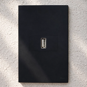 CJ ENTRADA USB 2.A HORIZONTAL 4X2 - RECTA BLACK SATIN FOSCO
