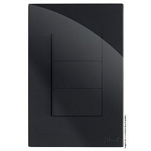 CJ INTERRUPTOR TRIPLO PARALELO 4X2 - RECTA BLACK GLOSS
