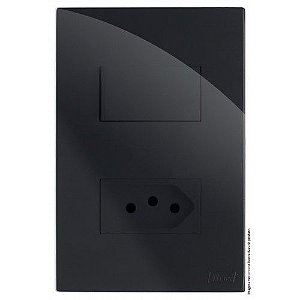 CJ INTERRUPTOR PARALELO + TOMADA 10A 4X2 - RECTA BLACK GLOSS