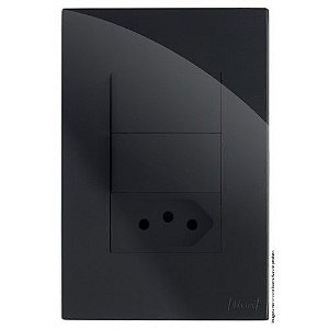 CJ INTERRUPTOR DUPLO SIMPLES + TOMADA 20A 4X2 - RECTA BLACK GLOSS