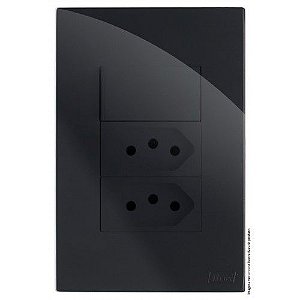 CJ INTERRUPTOR PARALELO +  TOMADA DUPLA 20A 4X2 - RECTA BLACK GLOSS