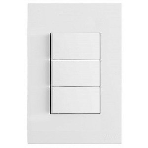CJ INTERRUPTOR TRIPLO (2 SIMPLES + 1 PARALELO) 4X2 - RECTA BRANCO FOSCO