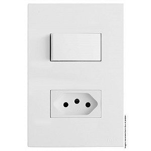 CJ INTERRUPTOR PARALELO + TOMADA 10A 4X2 - RECTA BRANCO FOSCO