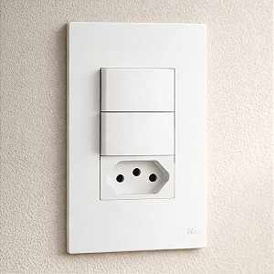 CJ INTERRUPTOR DUPLO SIMPLES + TOMADA 20A 4X2 - RECTA BRANCO SATIN FOSCO