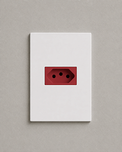 CJ TOMADA 20A VERMELHO HORIZONTAL 4X2 - RECTA BRANCO SATIN FOSCO
