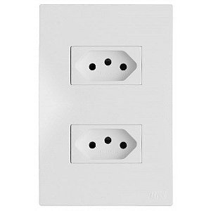 CJ TOMADA DUPLA 10A 4X2 - RECTA BRANCO SATIN FOSCO