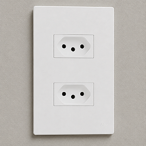 CJ TOMADA DUPLA 20A 4X2 - RECTA BRANCO SATIN FOSCO