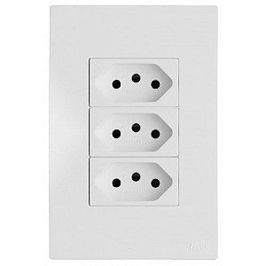 CJ TOMADA TRIPLA 10A 4X2 - RECTA BRANCO SATIN FOSCO