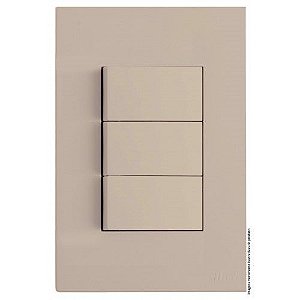 CJ INTERRUPTOR TRIPLO PARALELO 4X2 - RECTA AREIA SATIN FOSCO