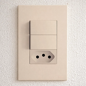 CJ INTERRUPTOR DUPLO SIMPLES + TOMADA 20A 4X2 - RECTA AREIA SATIN FOSCO