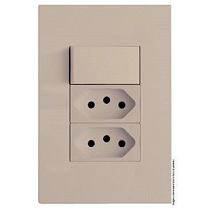 CJ INTERRUPTOR PARALELO + TOMADA DUPLA 20A 4X2 - RECTA AREIA SATIN FOSCO