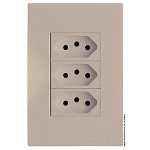 CJ TOMADA TRIPLA 20A 4X2 - RECTA AREIA SATIN FOSCO