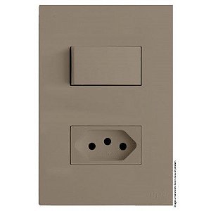 CJ  INTERRUPTOR SIMPLES + TOMADA 10A 4X2 - RECTA FENDI SATIN FOSCO