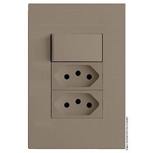 CJ INTERRUPTOR PARALELO + TOMADA DUPLA 20A 4X2 - RECTA FENDI FOSCO
