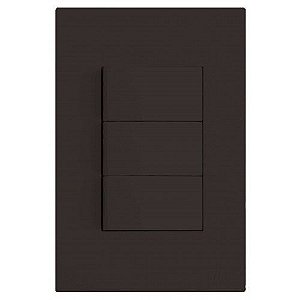 CJ INTERRUPTOR TRIPLO PARALELO 4X2 - RECTA CHOCOLATE SATIN FOSCO