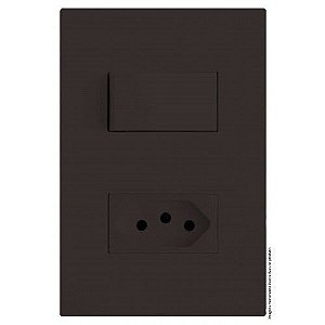 CJ INTERRUPTOR PARALELO + TOMADA 20A 4X2 - RECTA CHOCOLATE FOSCO
