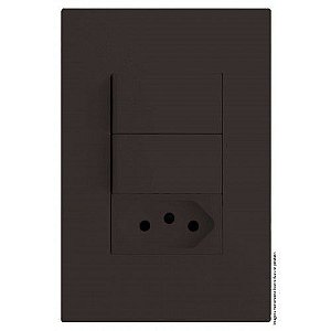 CJ DUPLO SIMPLES + TOMADA 20A 4X2 - RECTA CHOCOLATE FOSCO