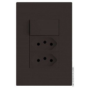 CJ INTERRUPTOR SIMPLES + TOMADA DUPLA 20A 4X2 - RECTA CHOCOLATE FOSCO