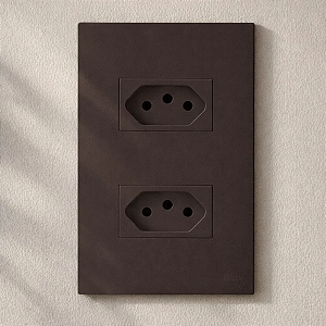 CJ TOMADA DUPLA 20A 4X2 - RECTA CHOCOLATE SATIN FOSCO
