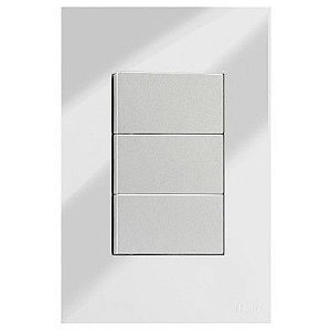 CJ INTERRUPTOR TRIPLO PARALELO 4X2 - RECTA ESPELHADA PRATA GLOSS