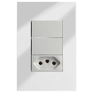 CJ DUPLO PARALELO + TOMADA 20A 4X2 -  RECTA ESPELHADA GLOSS
