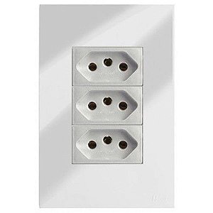 CJ TOMADA TRIPLA 10A 4X2 - RECTA ESPELHADA PRATA GLOSS