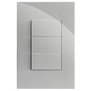 CJ INTERRUPTOR TRIPLO PARALELO 4X2 - RECTA PRATA GLOSS