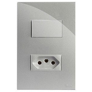 CJ INT. SIMPLES + TOMADA 20A 4X2 - RECTA PRATA GLOSS