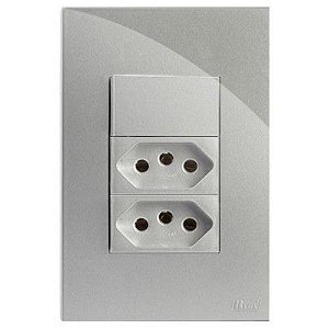CJ  PARALELO + TOMADA DUPLA 20A 4X2 - RECTA PRATA GLOSS