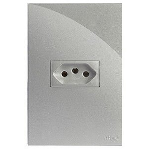 CJ TOMADA 20A HORIZONTAL 4X2 - RECTA PRATA GLOSS