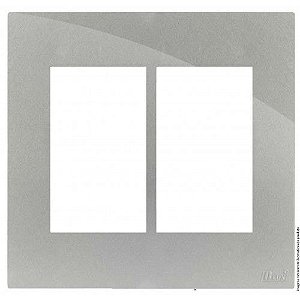 PLACA P/ 6 MODULOS COM SUPORTE 4X4 - RECTA PRATA GLOSS