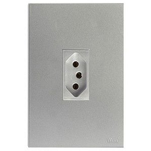 CJ TOMADA 10A VERTICAL 4X2 - RECTA PRATA SATIN FOSCO