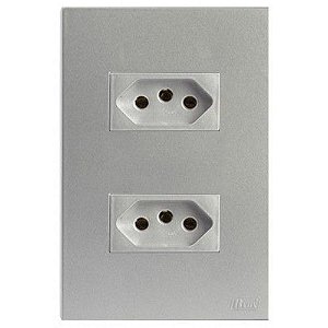 CJ TOMADA DUPLA 20A 4X2 -  RECTA PRATA SATIN FOSCO